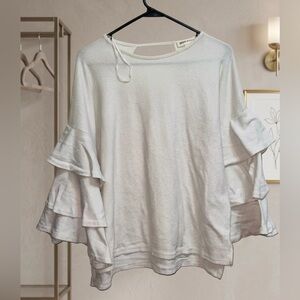 🤎Elegant White Ruffle Sleeve Top